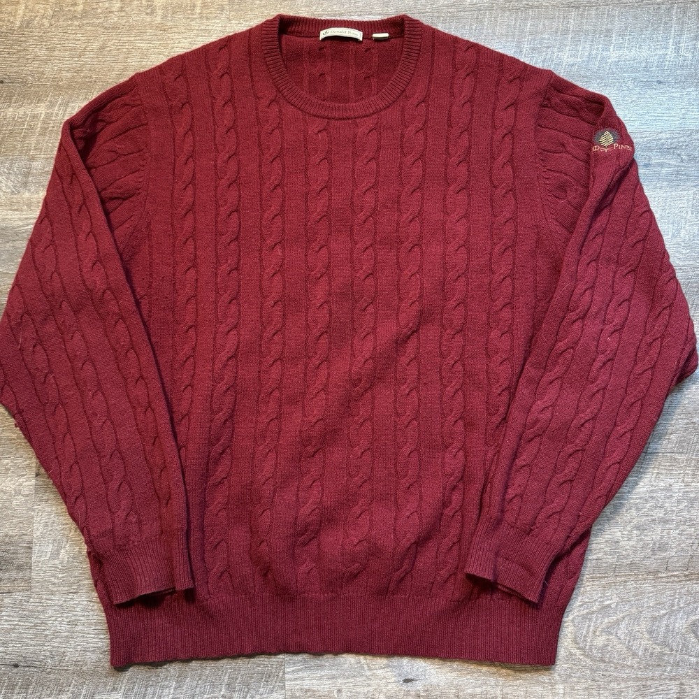 Donald Ross Grandpa Christmas‎ Sweater Mens XXL Red 100% Lambswool Pullover Golf